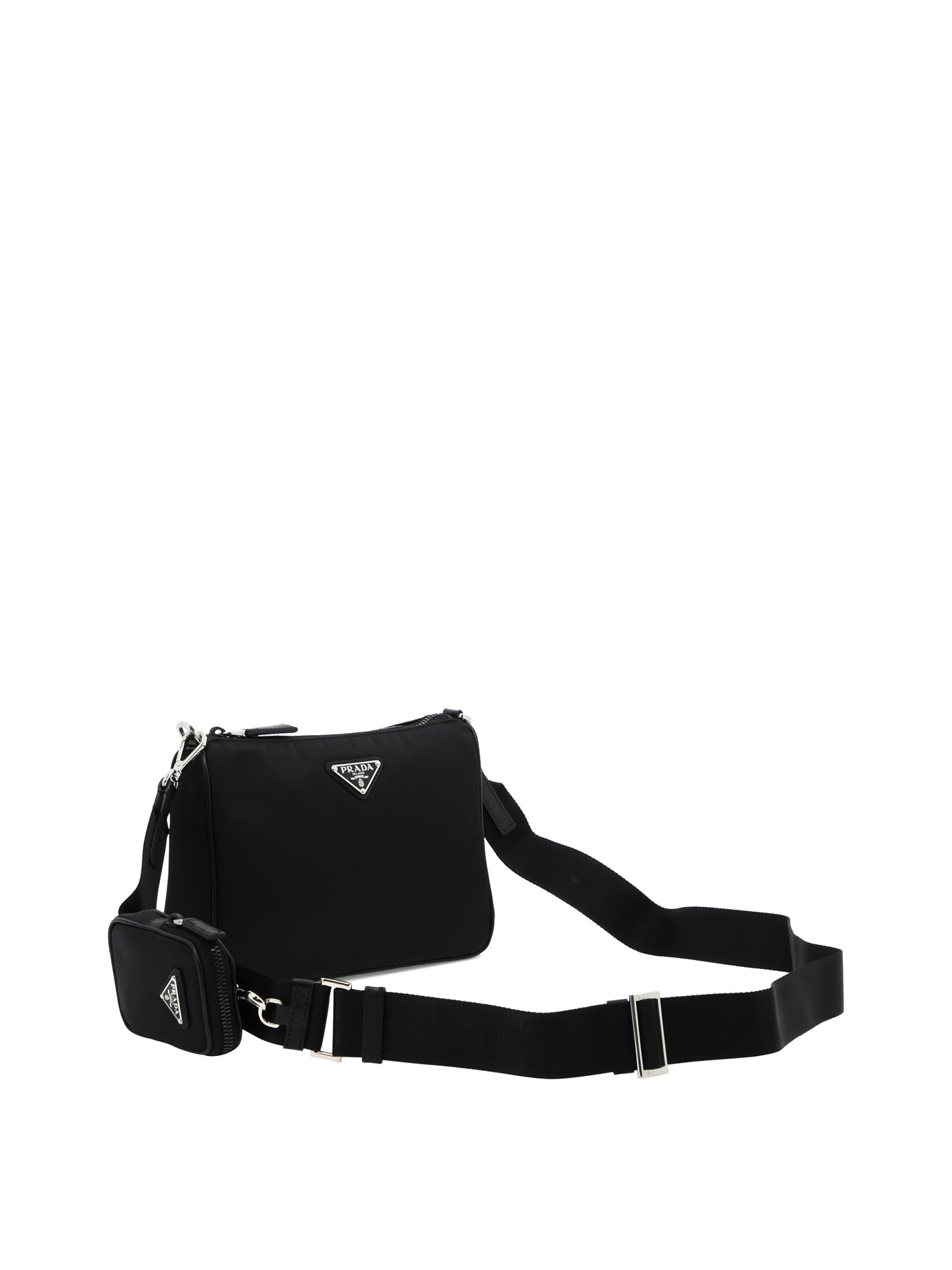 PRADA Black   Re-Nylon and Saffiano crossbody bag